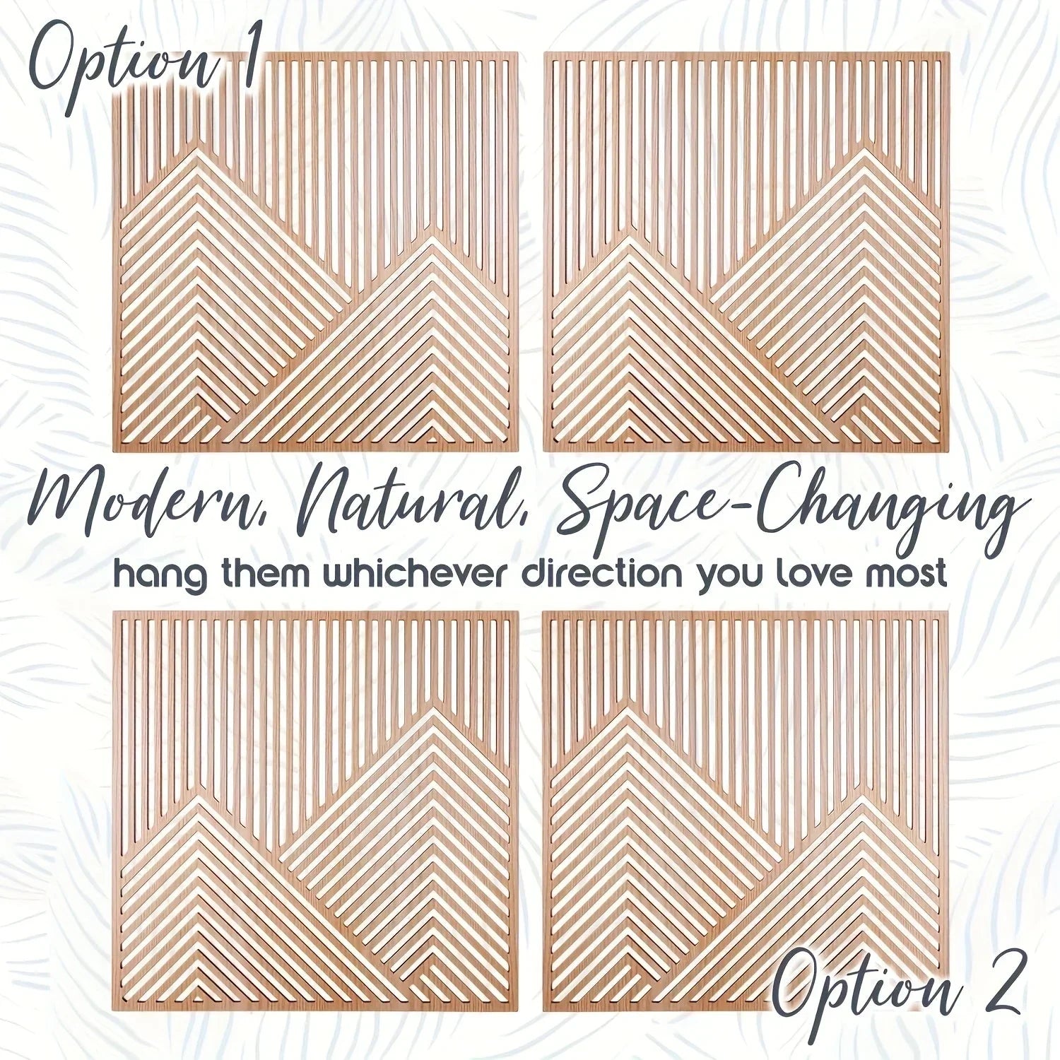 Reclaimed wood mountain wall art, natural brown tone, 2-piece set - House of Avana