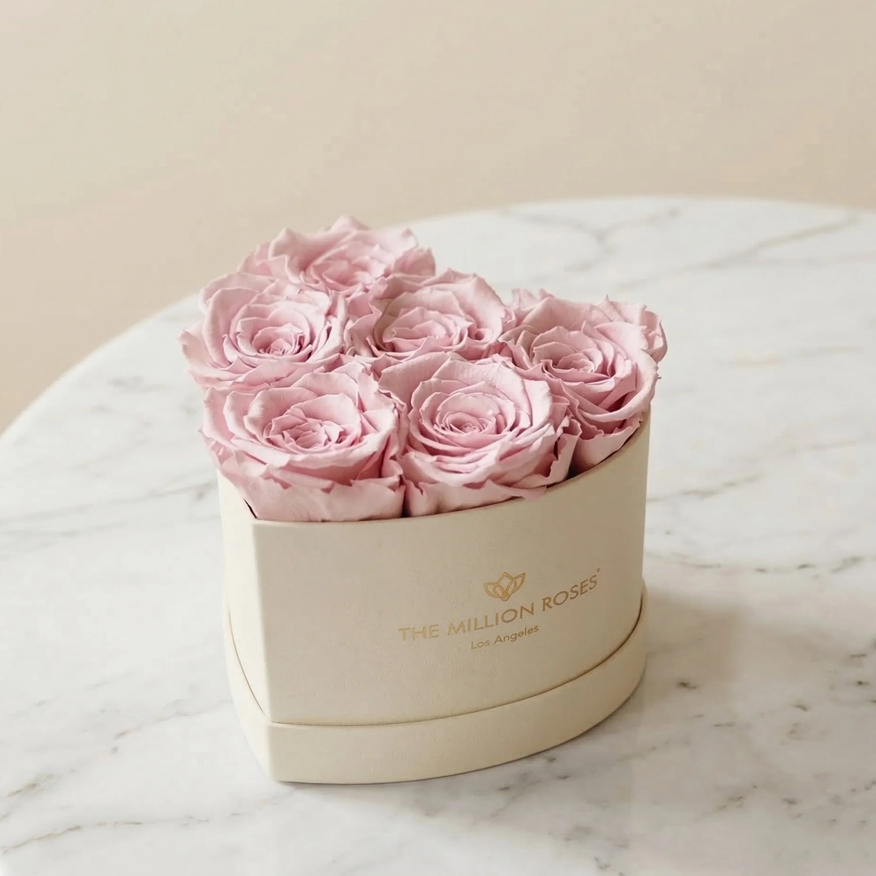 Baby Heart Beige Box | Light Pink Roses