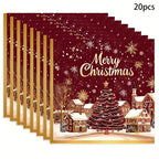 20-Pack Elegant Christmas Party Decorations - Red & Golden Snowflakes, Merry Christmas Text - Winter Table Napkins, Indoor/Outdoor Holiday Decor for Christmas, New Year, Weddings, Parties - Affordable Party Supplies for Home, House Of Avana