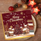 20-Pack Elegant Christmas Party Decorations - Red & Golden Snowflakes, Merry Christmas Text - Winter Table Napkins, Indoor/Outdoor Holiday Decor for Christmas, New Year, Weddings, Parties - Affordable Party Supplies for Home, House Of Avana