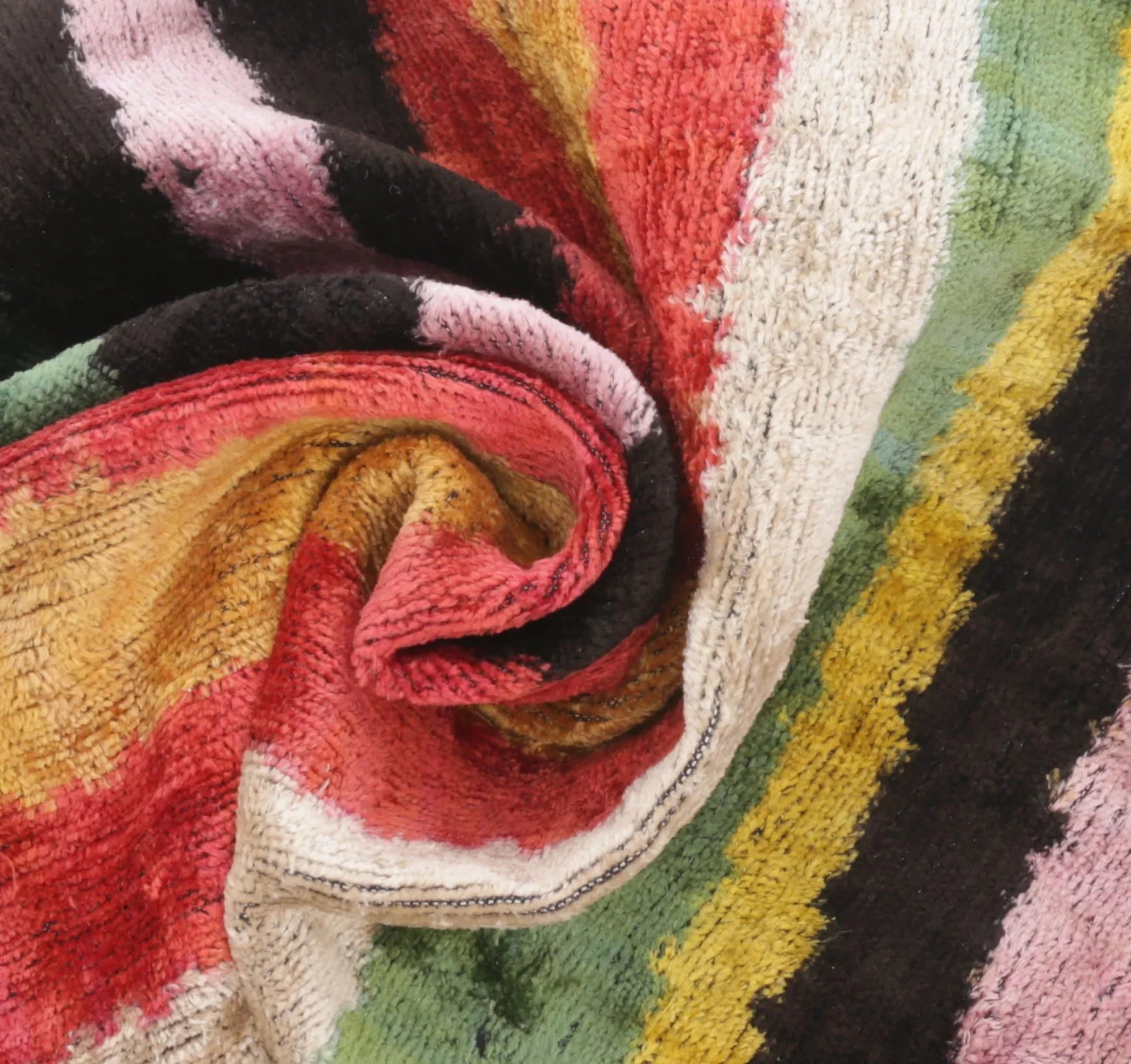 Handmade Multicolored Striped Silk Velvet Throw Pillow - 16x24, Luxury Cushion with Down Feather Insert Canvello