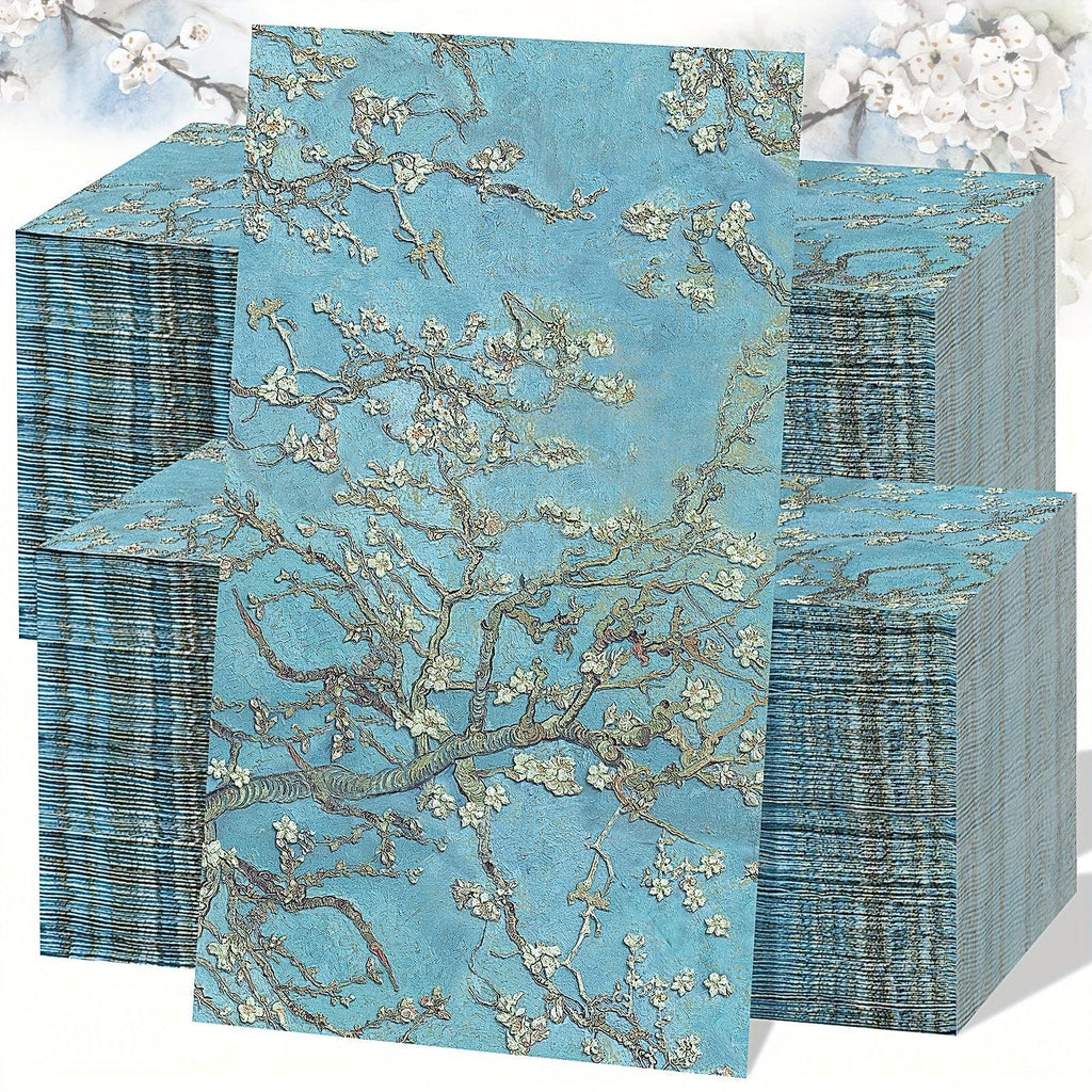 200 pcs Blue Floral Paper Hand Towels - House Of Avana