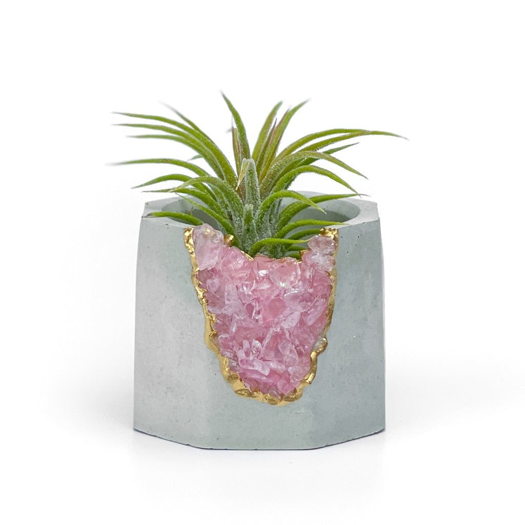 ROSE QUARTZ GEODE PLANTER AURA 8 HOME