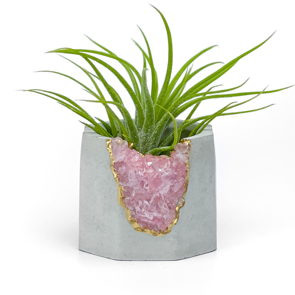 ROSE QUARTZ GEODE PLANTER AURA 8 HOME