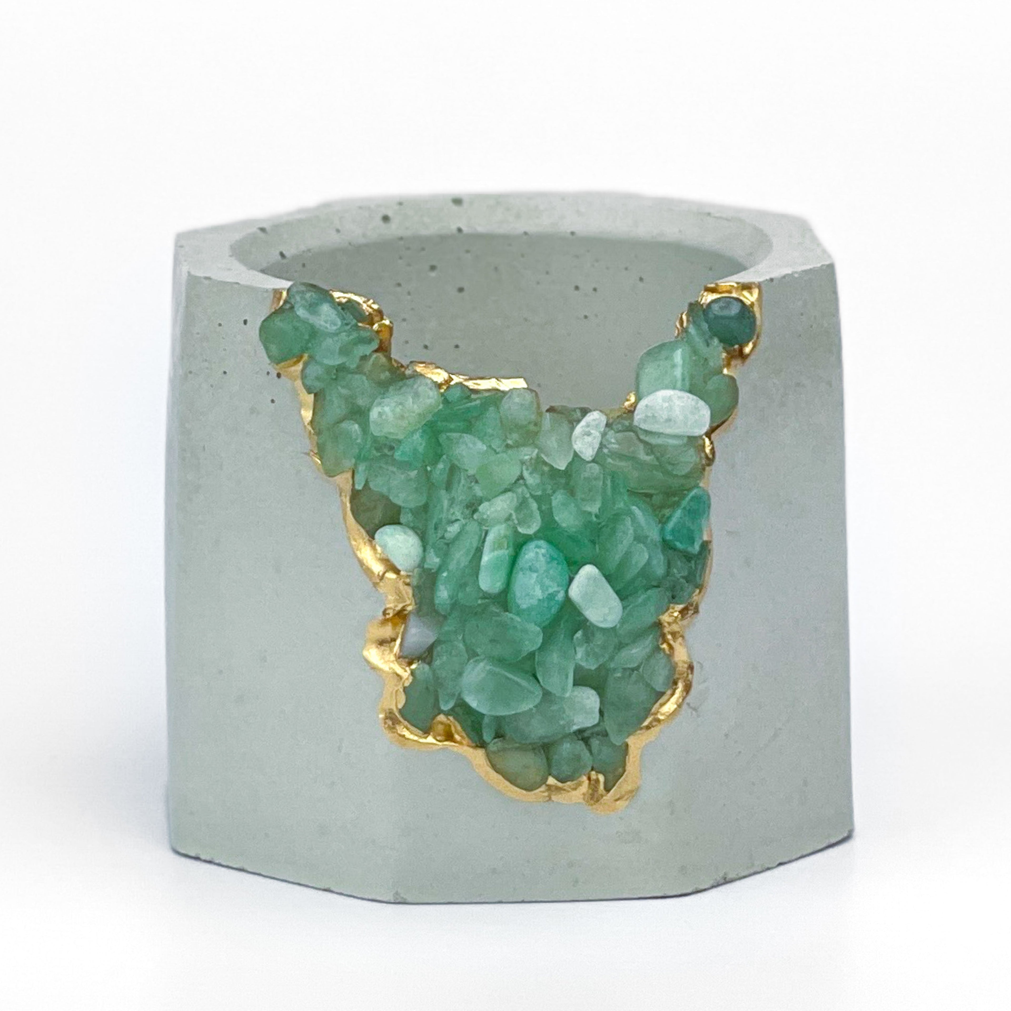 GREEN AVENTURINE GEODE PLANTER AURA 8 HOME