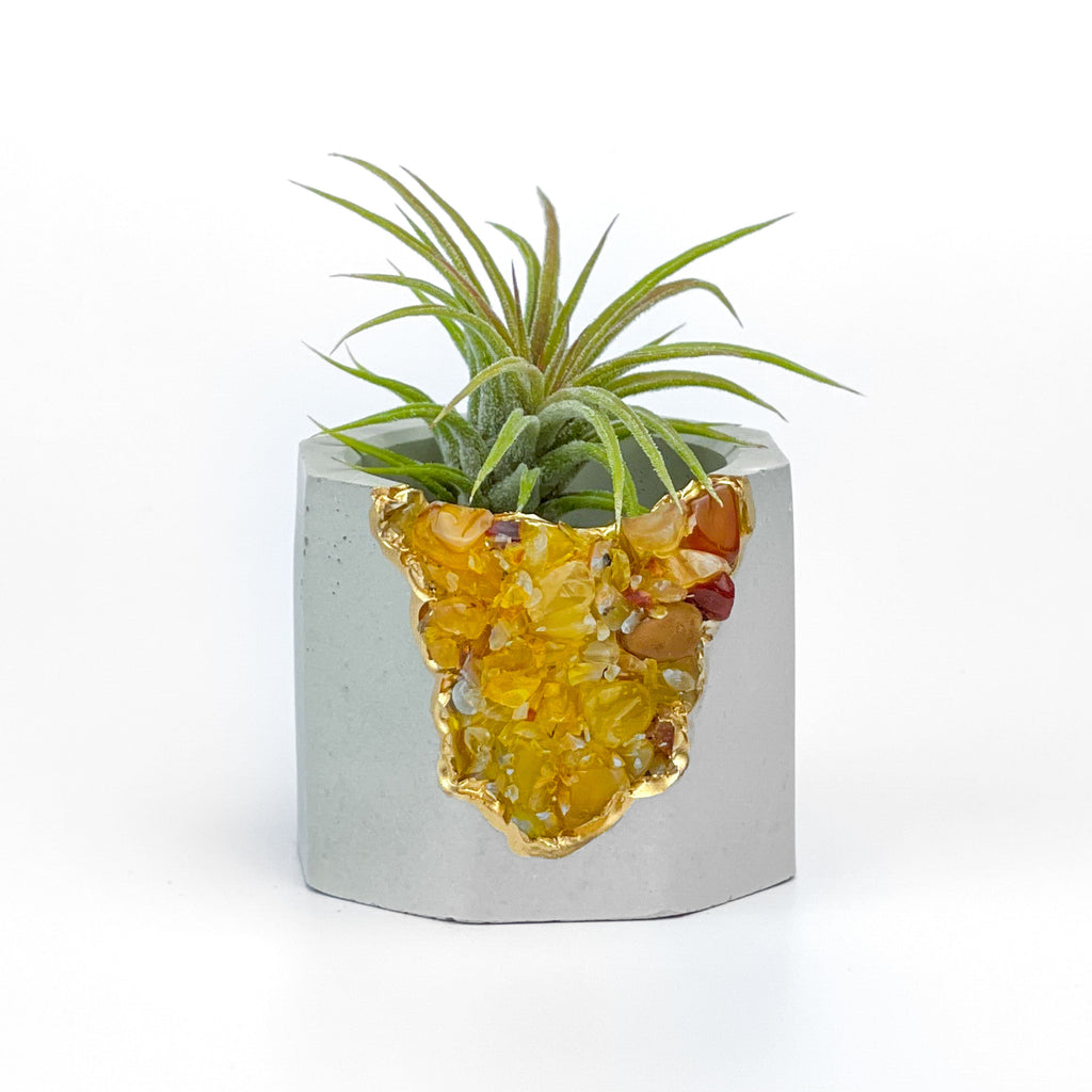 YELLOW AGATE GEODE PLANTER AURA 8 HOME