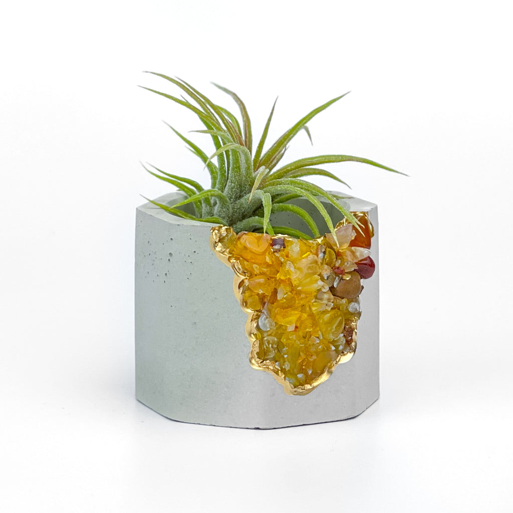 YELLOW AGATE GEODE PLANTER AURA 8 HOME