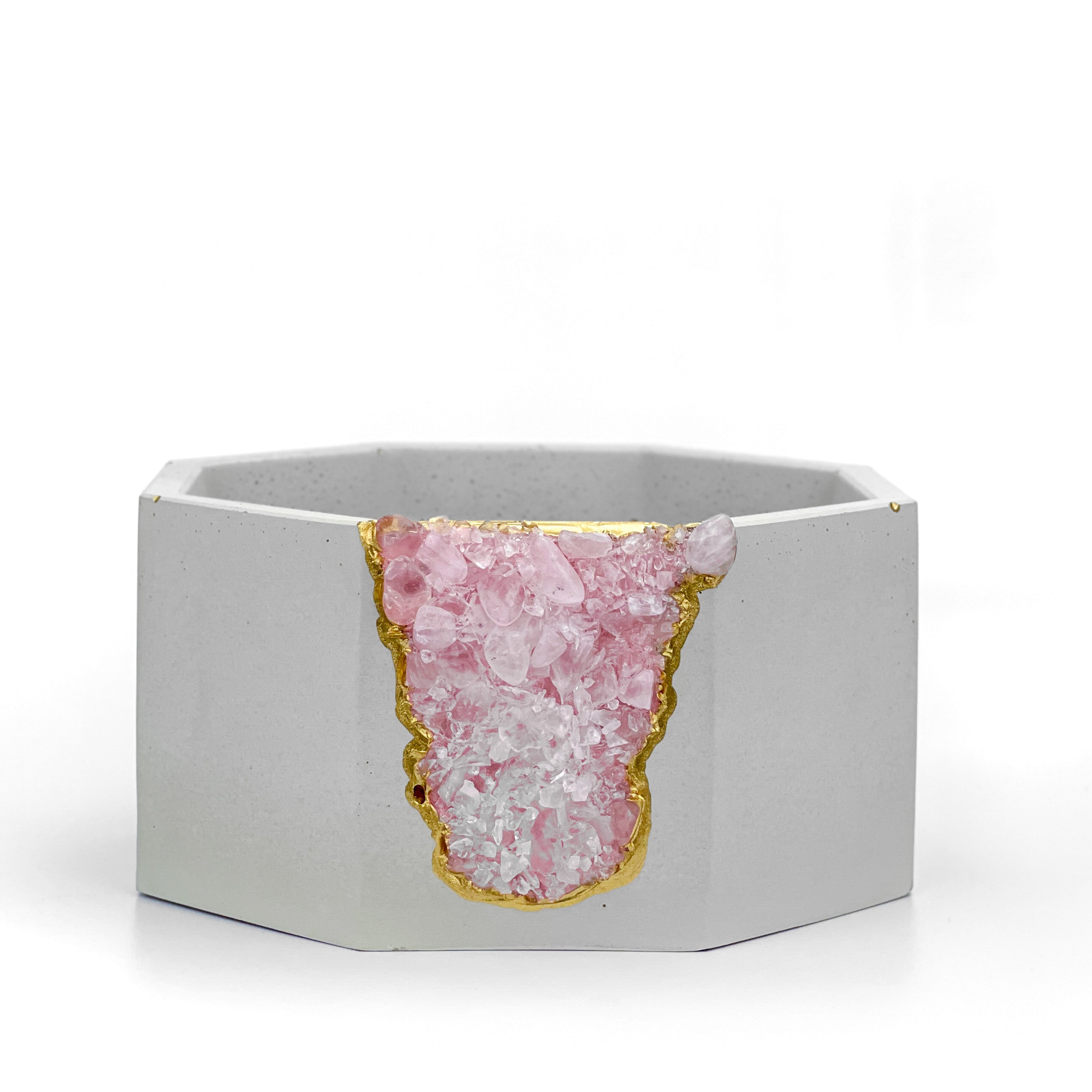 ROSE QUARTZ GEODE PLANTER AURA 8 HOME