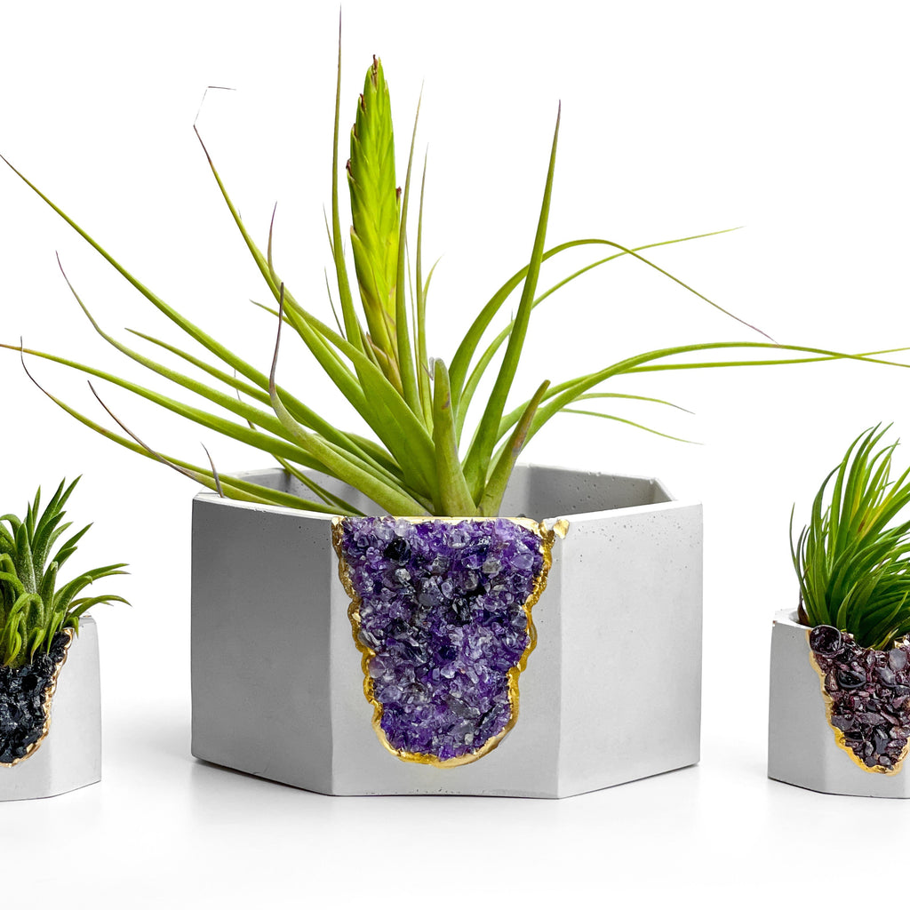 AMETHYST GEODE PLANTER AURA 8 HOME