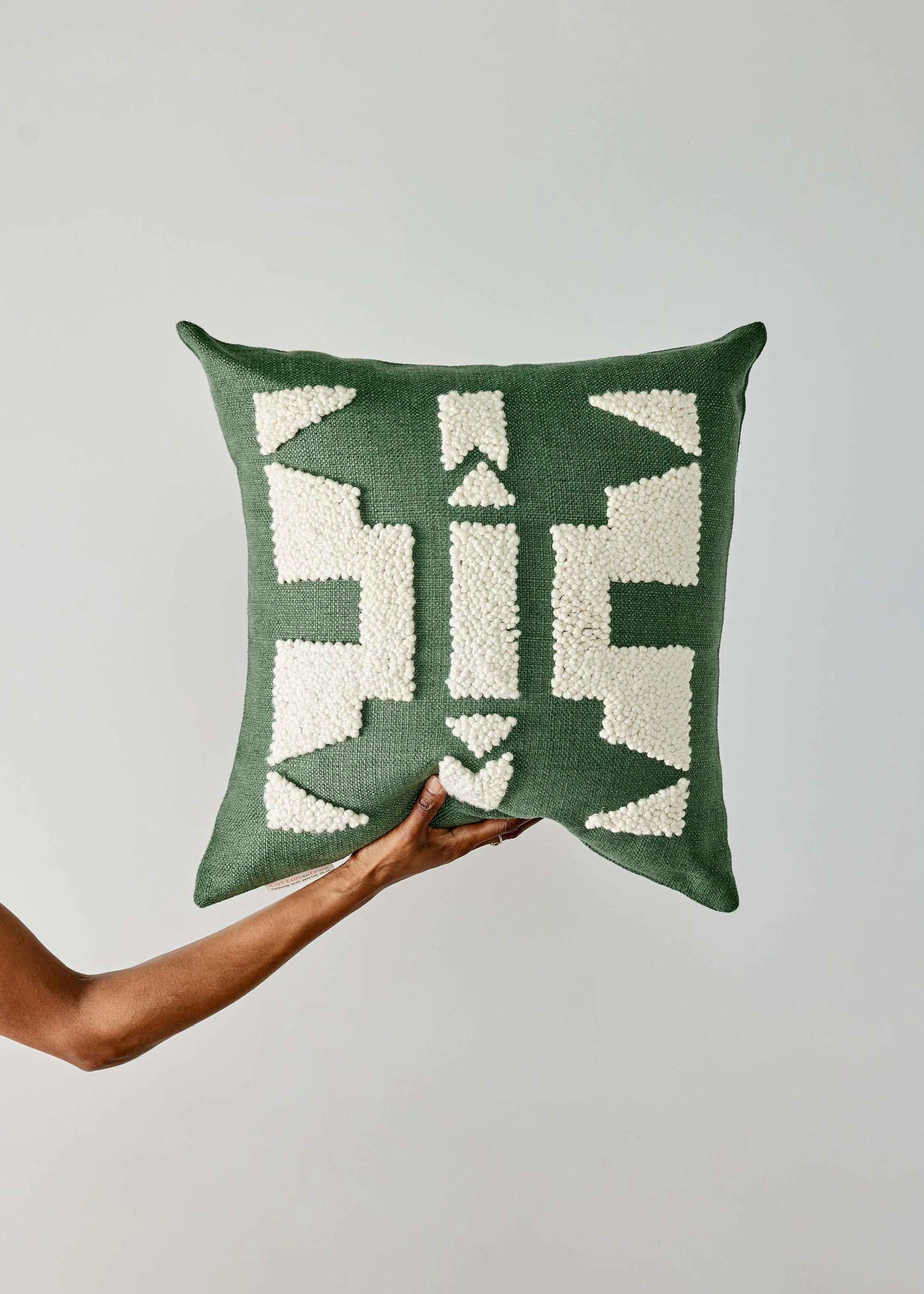 Ndebele Forest Green Throw Pillow Kanju Interiors