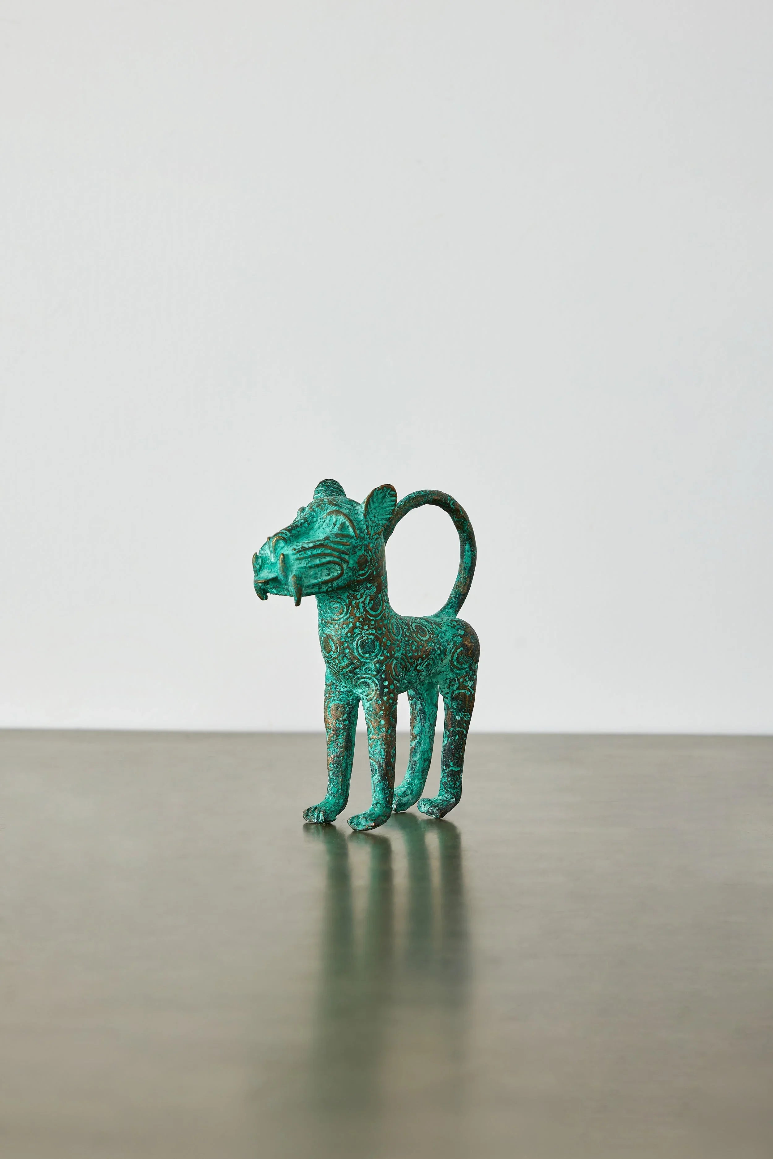 Mini Benin Bronze Metal Leopard Figurine Kanju Interiors