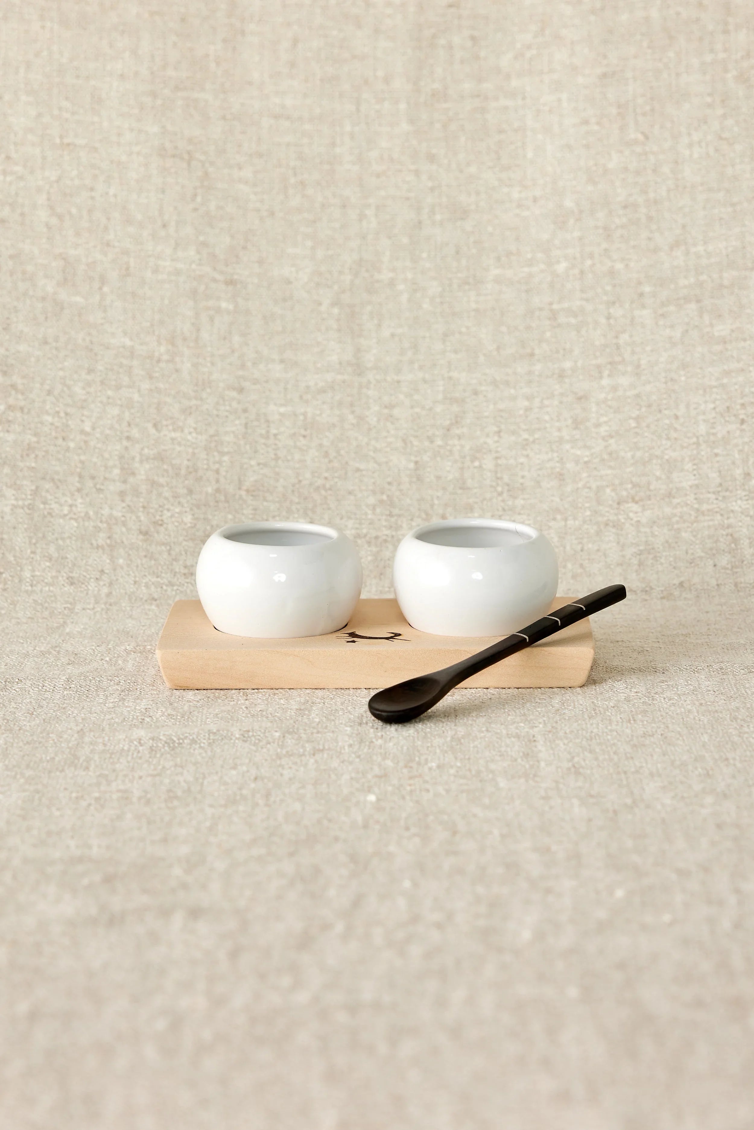 Dipping & Spice Wooden and Ceramic Bowl Pair Kanju Interiors