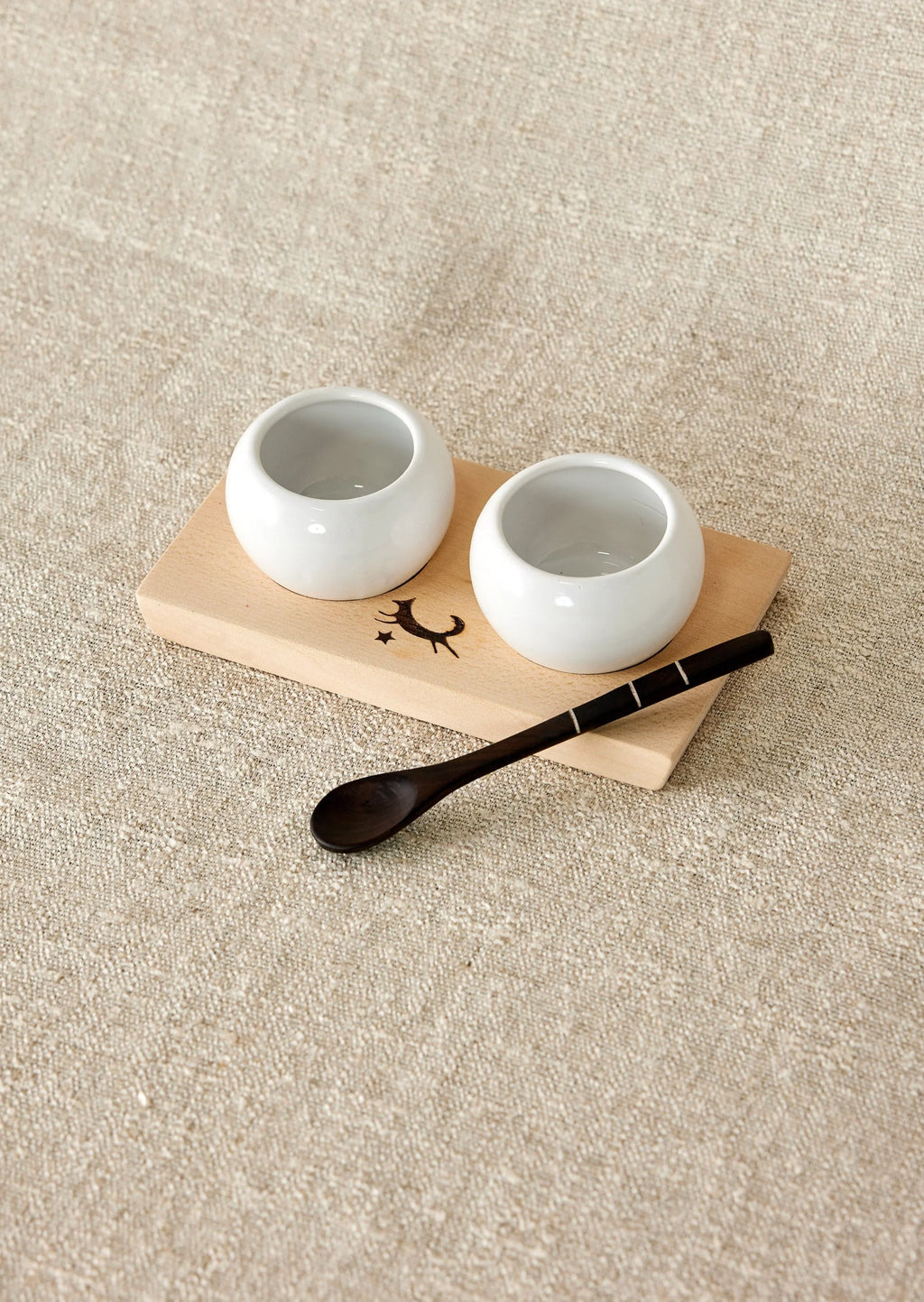 Dipping & Spice Wooden and Ceramic Bowl Pair Kanju Interiors