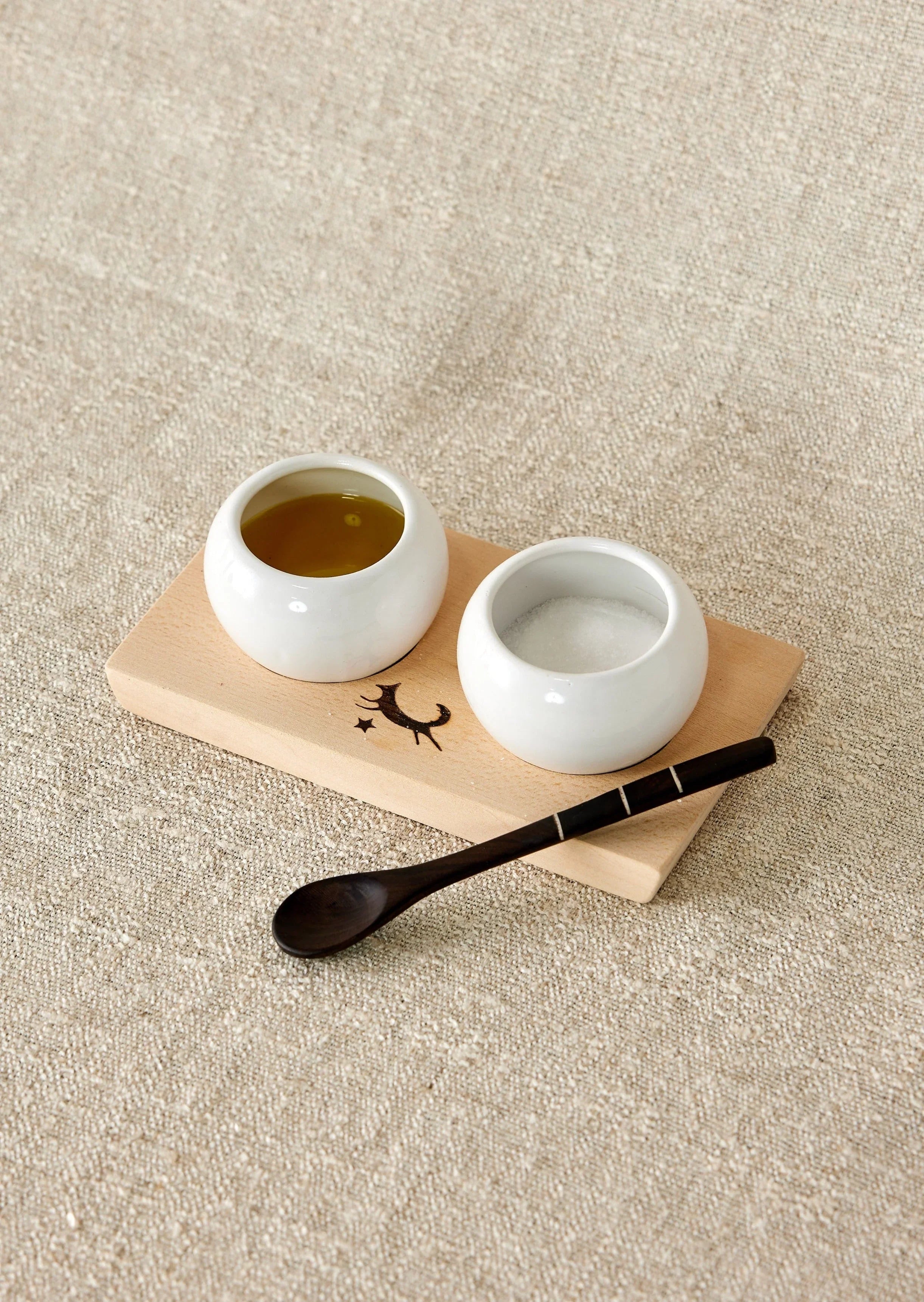 Dipping & Spice Wooden and Ceramic Bowl Pair Kanju Interiors