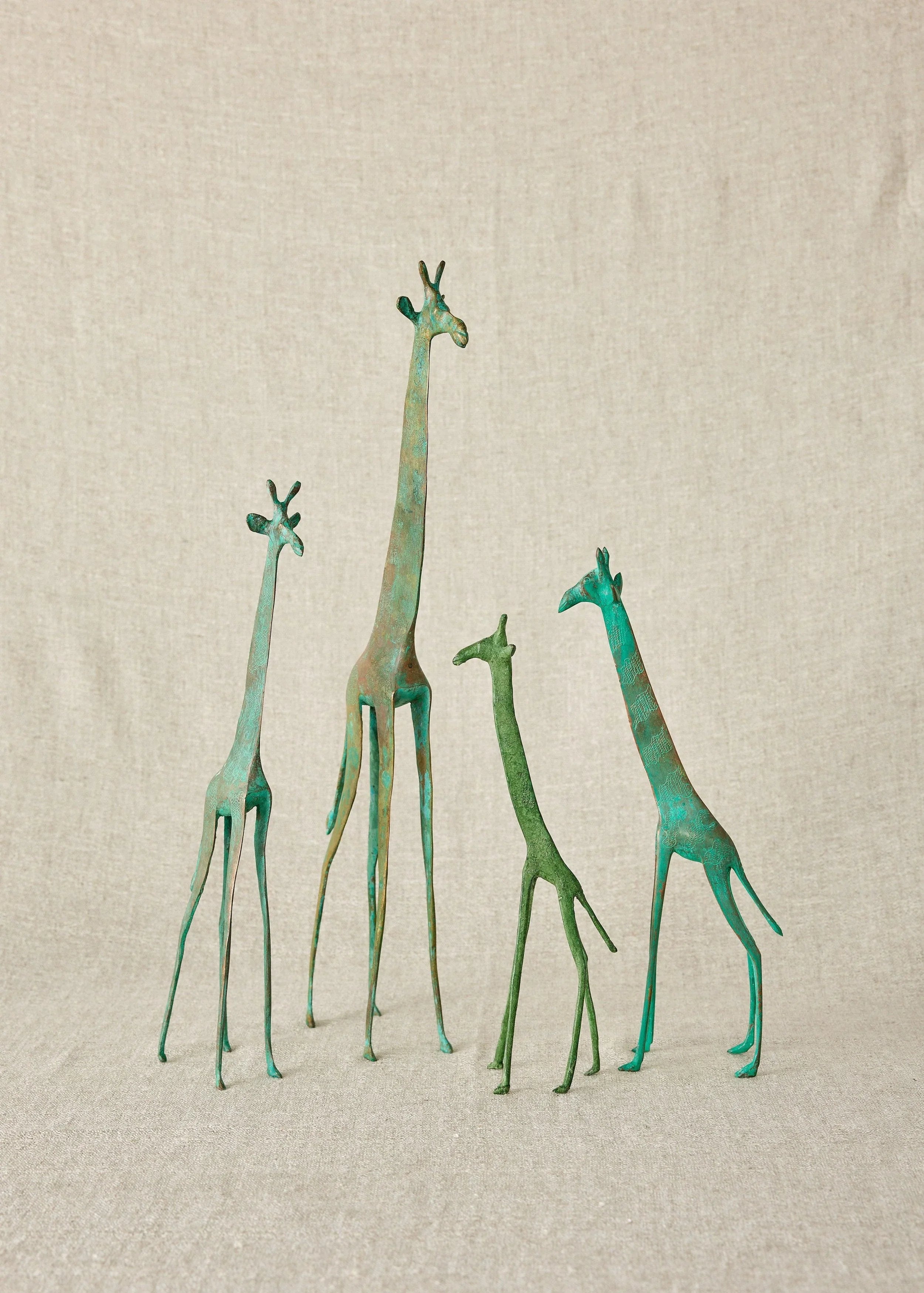 Tuareg Brass Giraffes Figurines Kanju Interiors