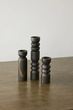 Abstract Wooden Tealight Totem Candle Holder Kanju Interiors