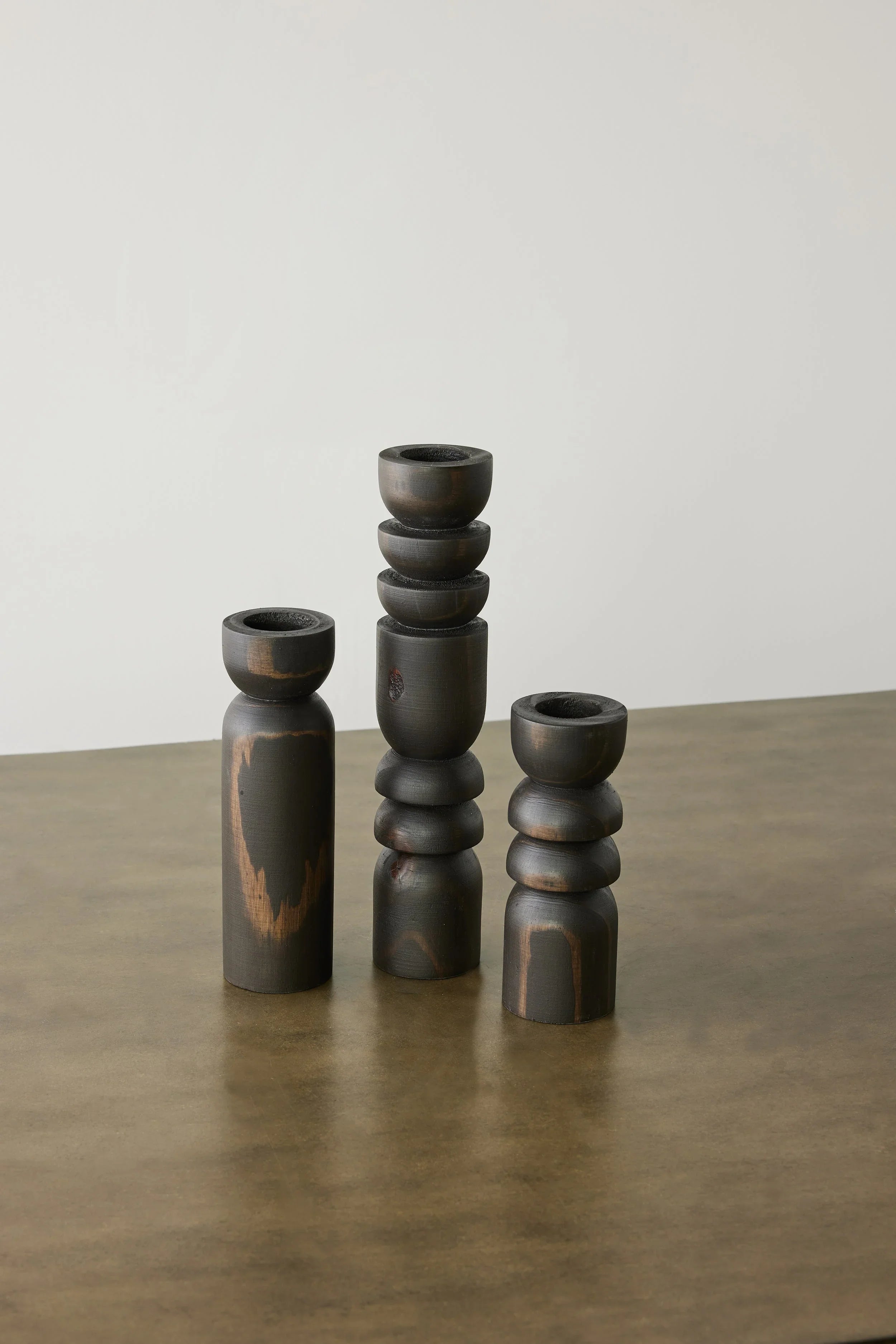 Abstract Wooden Tealight Totem Candle Holder Kanju Interiors