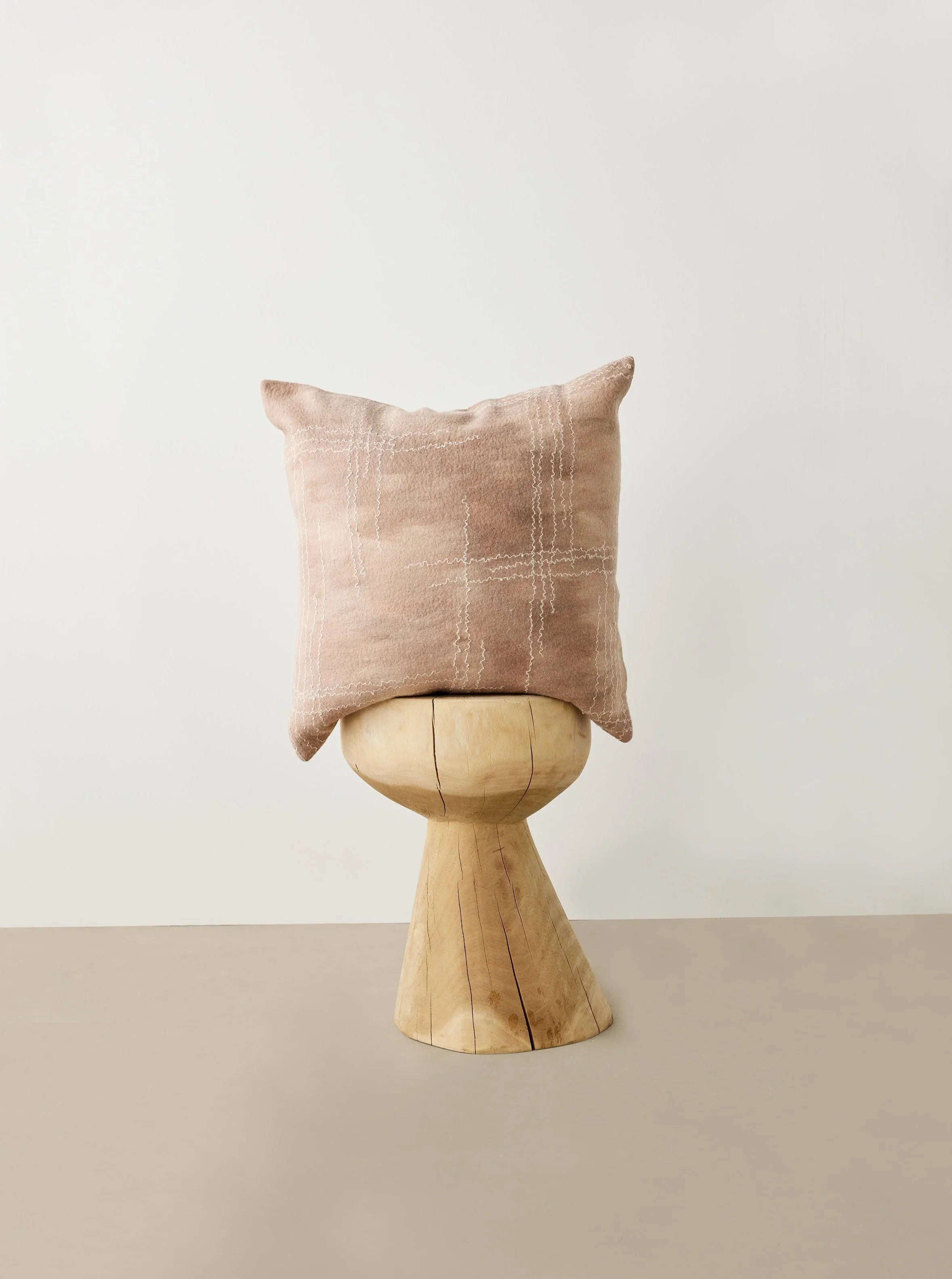 Linear Dusty Rose Hand-Felted Merino Wool Throw Pillow Kanju Interiors