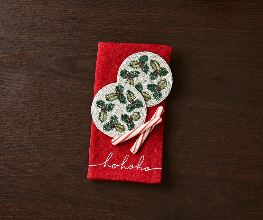Handmade Beaded Holiday Coaster – Christmas Table Decor by Payton James