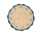 Payton James Handwoven Bow Placemats – Hand-Crocheted Raffia Palm Placemats – Unique Kitchen & Dining Table Decor – Handmade Tableware