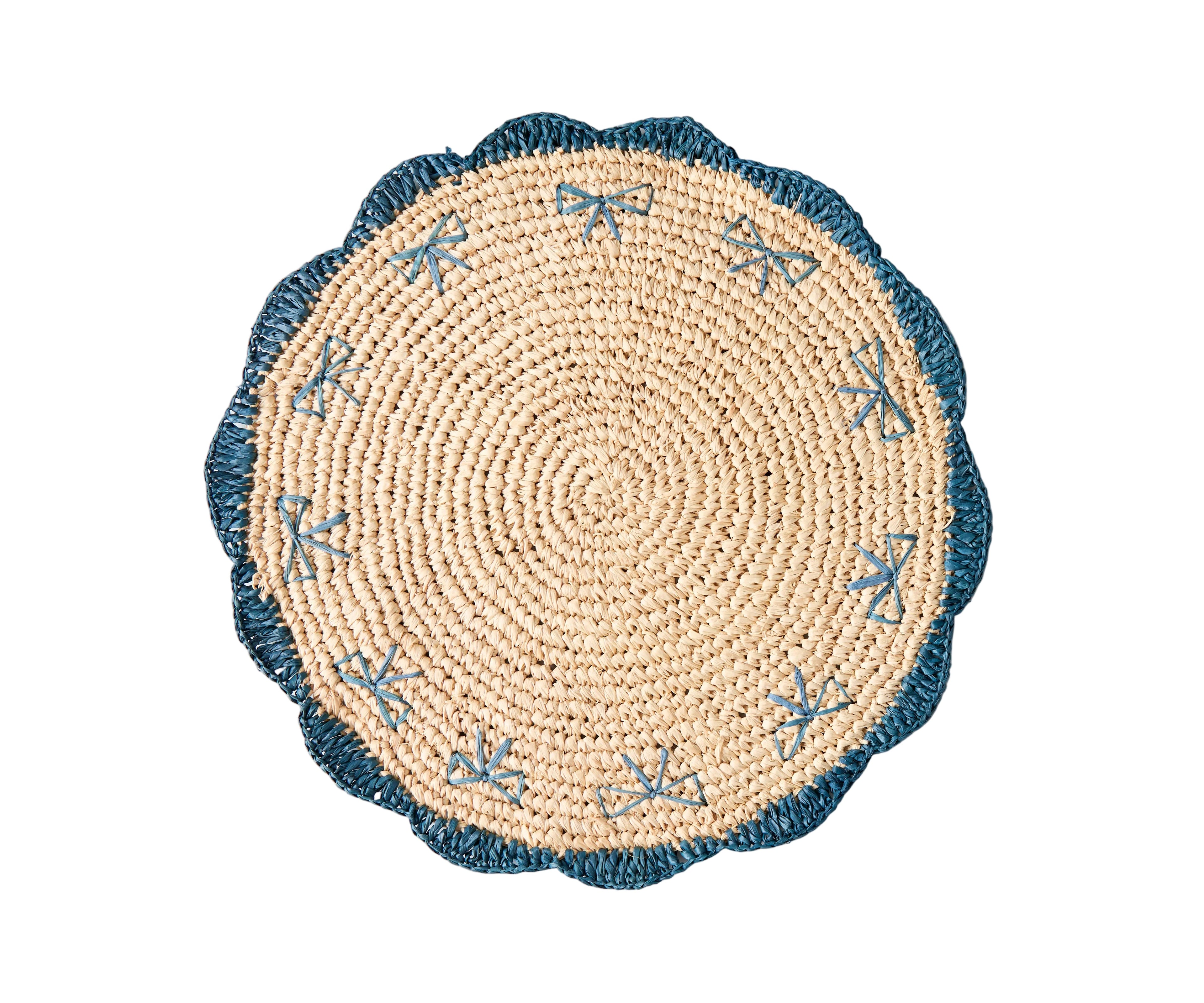 Payton James Handwoven Bow Placemats – Hand-Crocheted Raffia Palm Placemats – Unique Kitchen & Dining Table Decor – Handmade Tableware