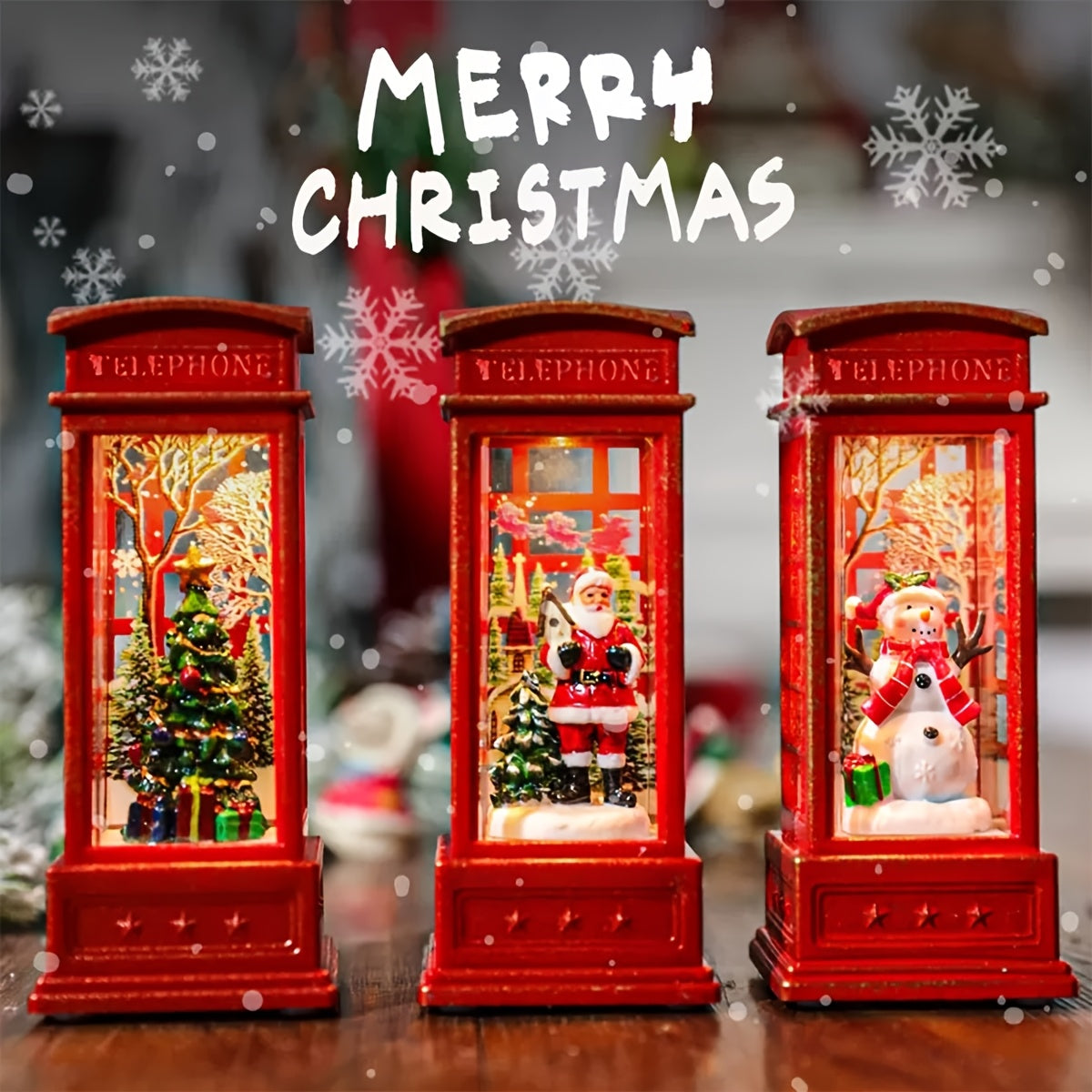 1/3pc Christmas phone box decorations Christmas Eve Santa Claus, snowman Christmas tree wind light decorations decorate Christmas gifts, cabinet fireplace ornaments House Of Avana