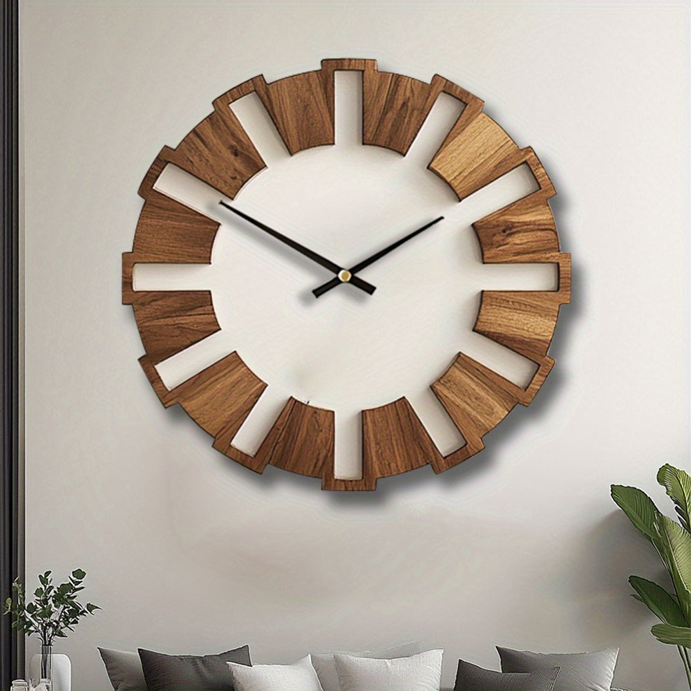 [Artistic Wooden Wall Clock] Artistic Silent Decorative Wooden Round Wall Clock | Battery Operated, Vintage Home Decor for Kitchen, Living Room, Bedroom, Office - 14, 16, 18 Inch House Of Avana