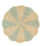 Pinwheel Blue Placemat, raffia tabletop