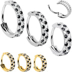 20G CZ Double Row Checkerboard Implant Grade Titanium Nose Hoop