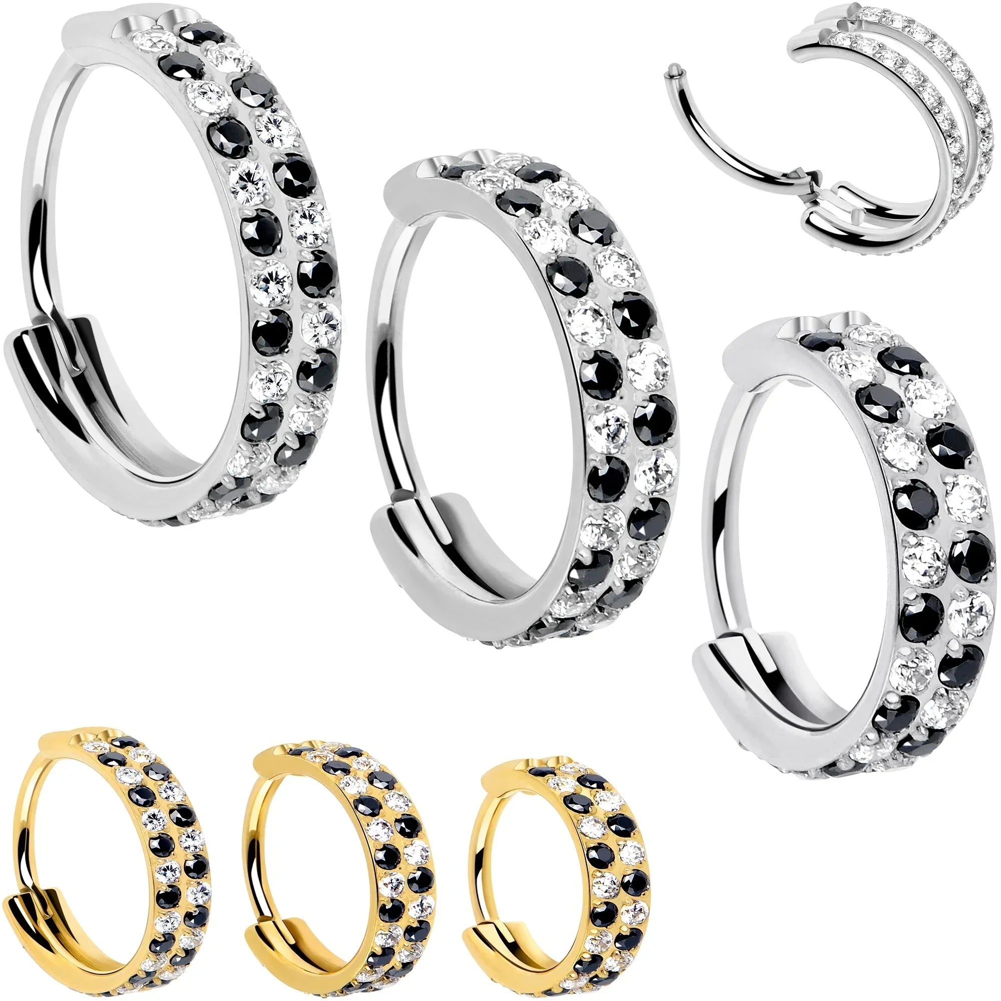 20G CZ Double Row Checkerboard Implant Grade Titanium Nose Hoop