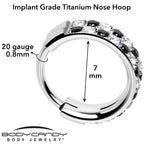 20G CZ Double Row Checkerboard Implant Grade Titanium Nose Hoop