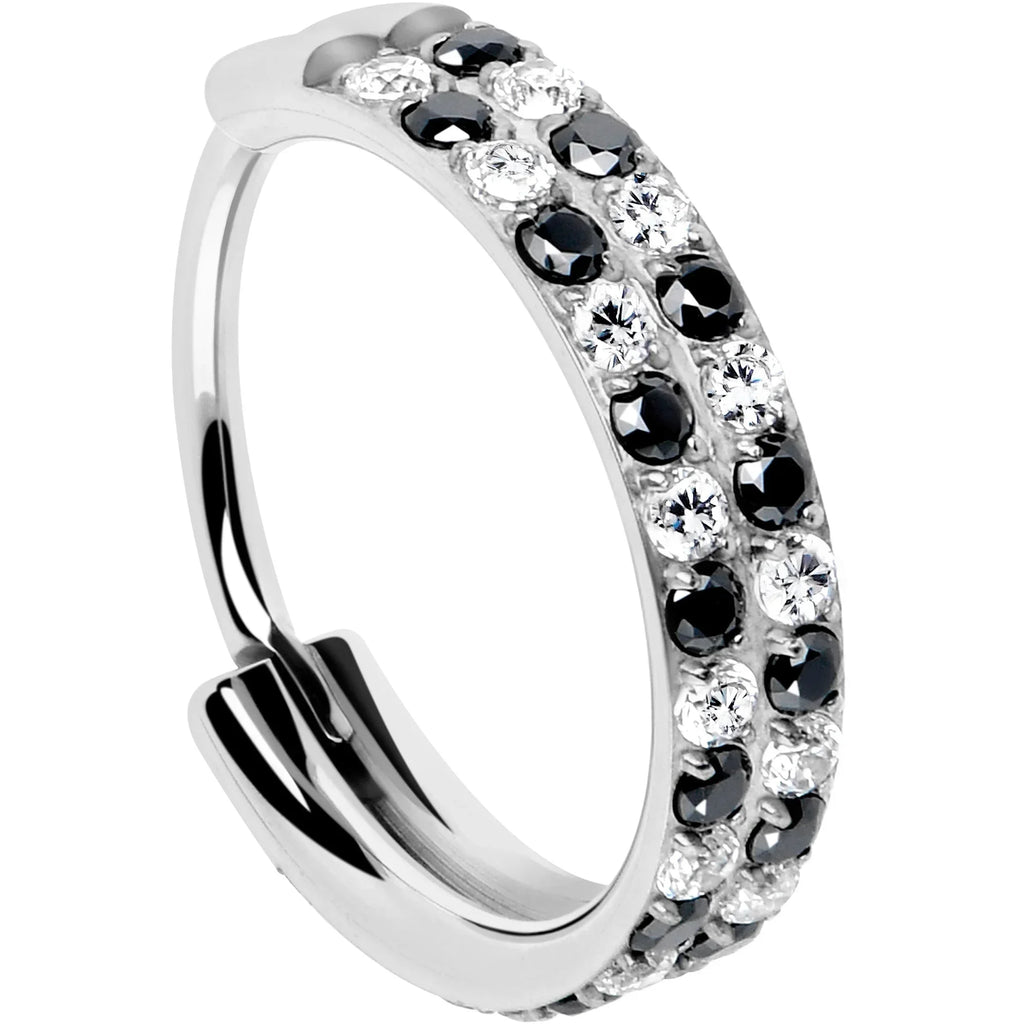 20G CZ Double Row Checkerboard Implant Grade Titanium Nose Hoop