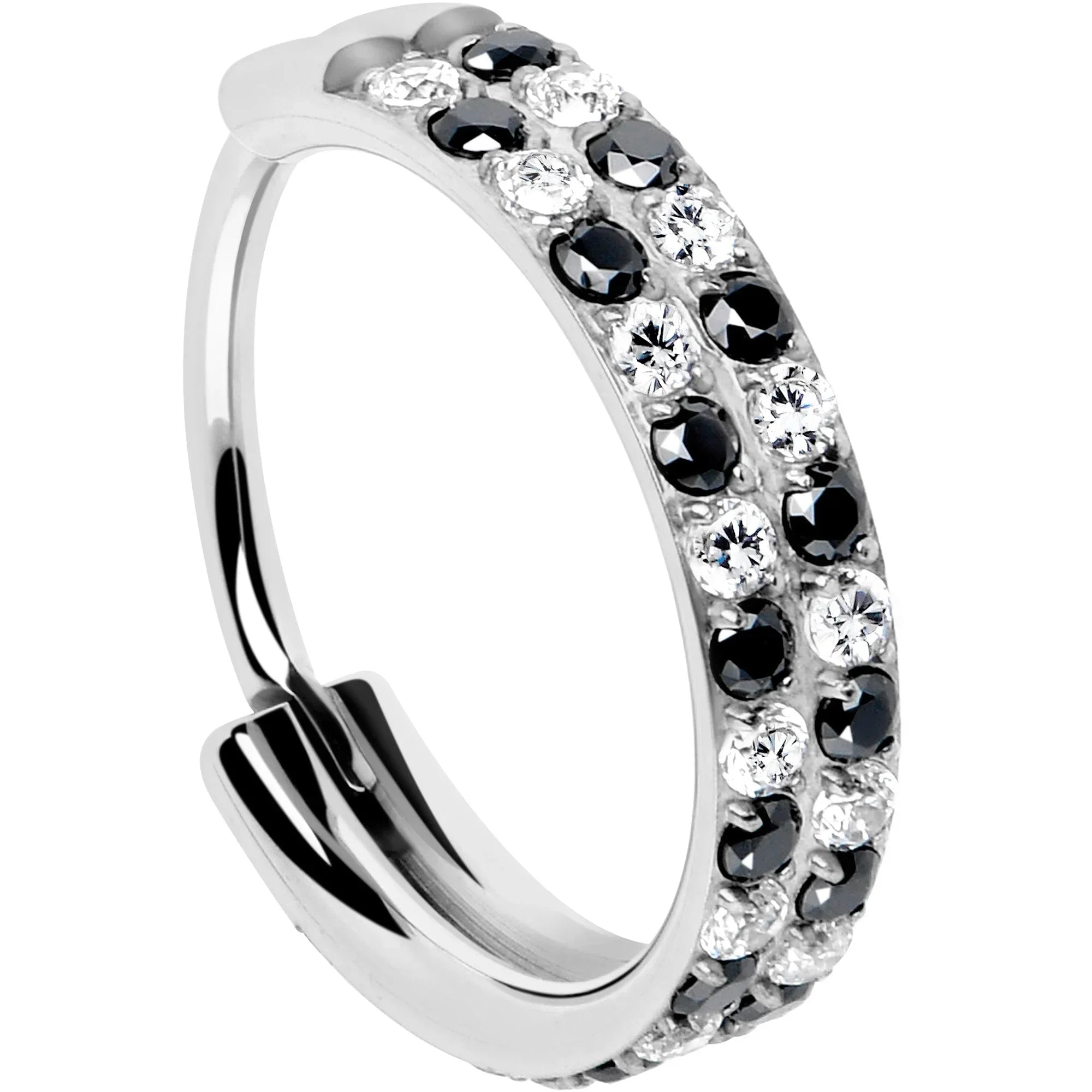 20G CZ Double Row Checkerboard Implant Grade Titanium Nose Hoop