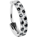 20G CZ Double Row Checkerboard Implant Grade Titanium Nose Hoop
