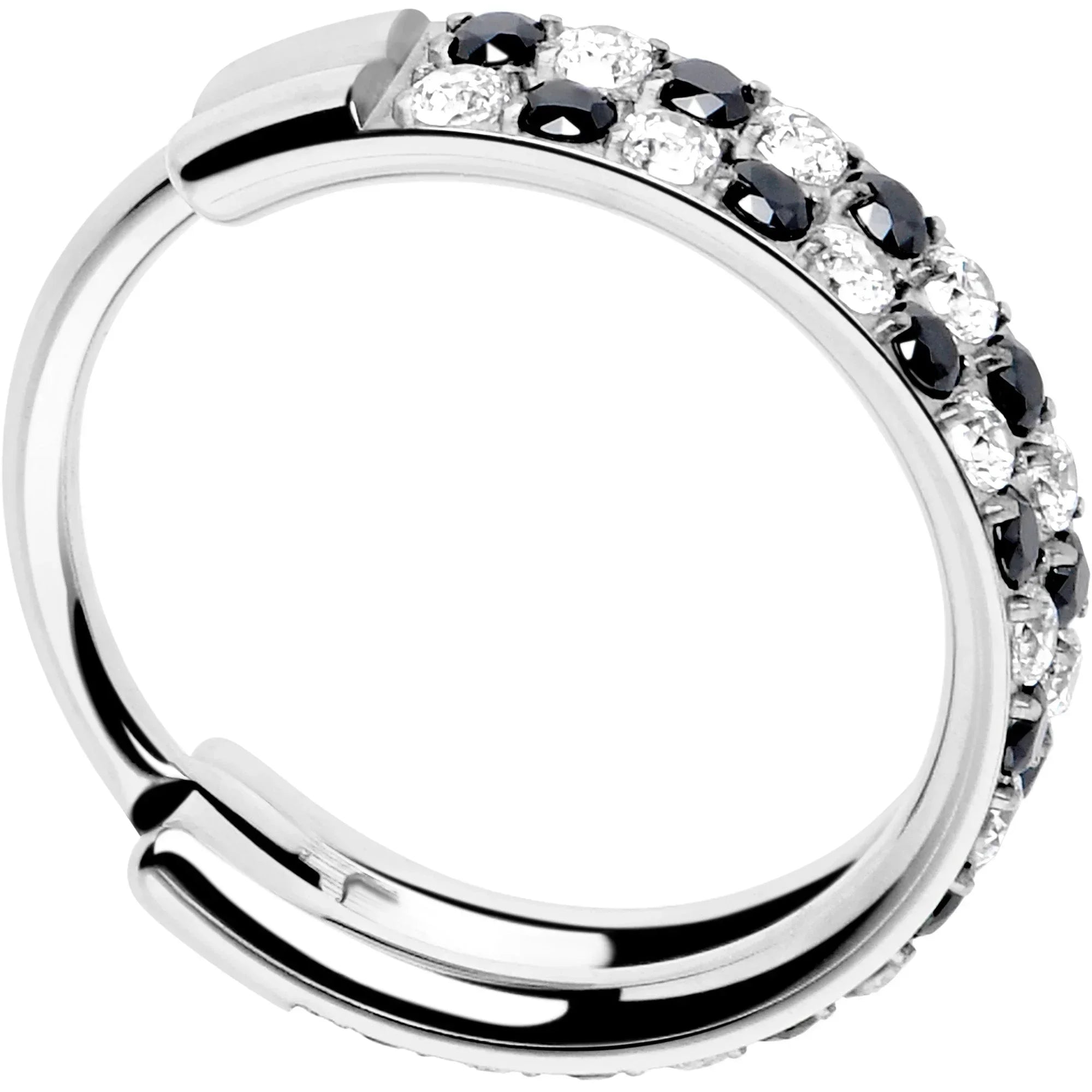 20G CZ Double Row Checkerboard Implant Grade Titanium Nose Hoop