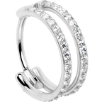 20G Double Row Micro Gem Implant Grade Titanium Hinged Double Hoop Nose Ring