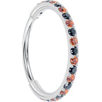 20G Micro Gem Titanium Hinged Nose Hoop - Black Orange Nose Ring