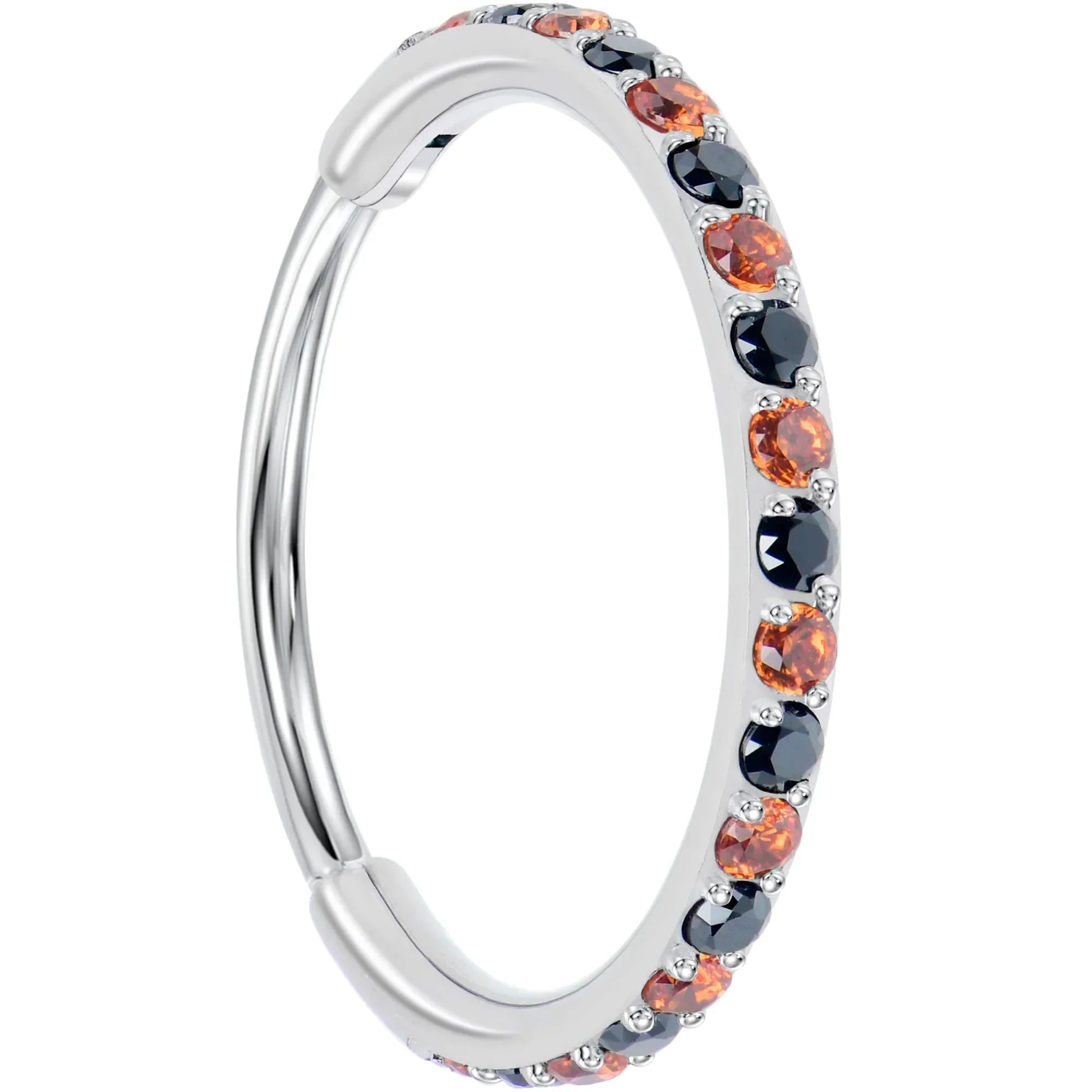 20G Micro Gem Titanium Hinged Nose Hoop - Black Orange Nose Ring