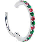 20G Micro Gem Titanium Hinged Nose Hoop - Christmas Nose Ring