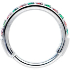 20G Micro Gem Titanium Hinged Nose Hoop - Christmas Nose Ring