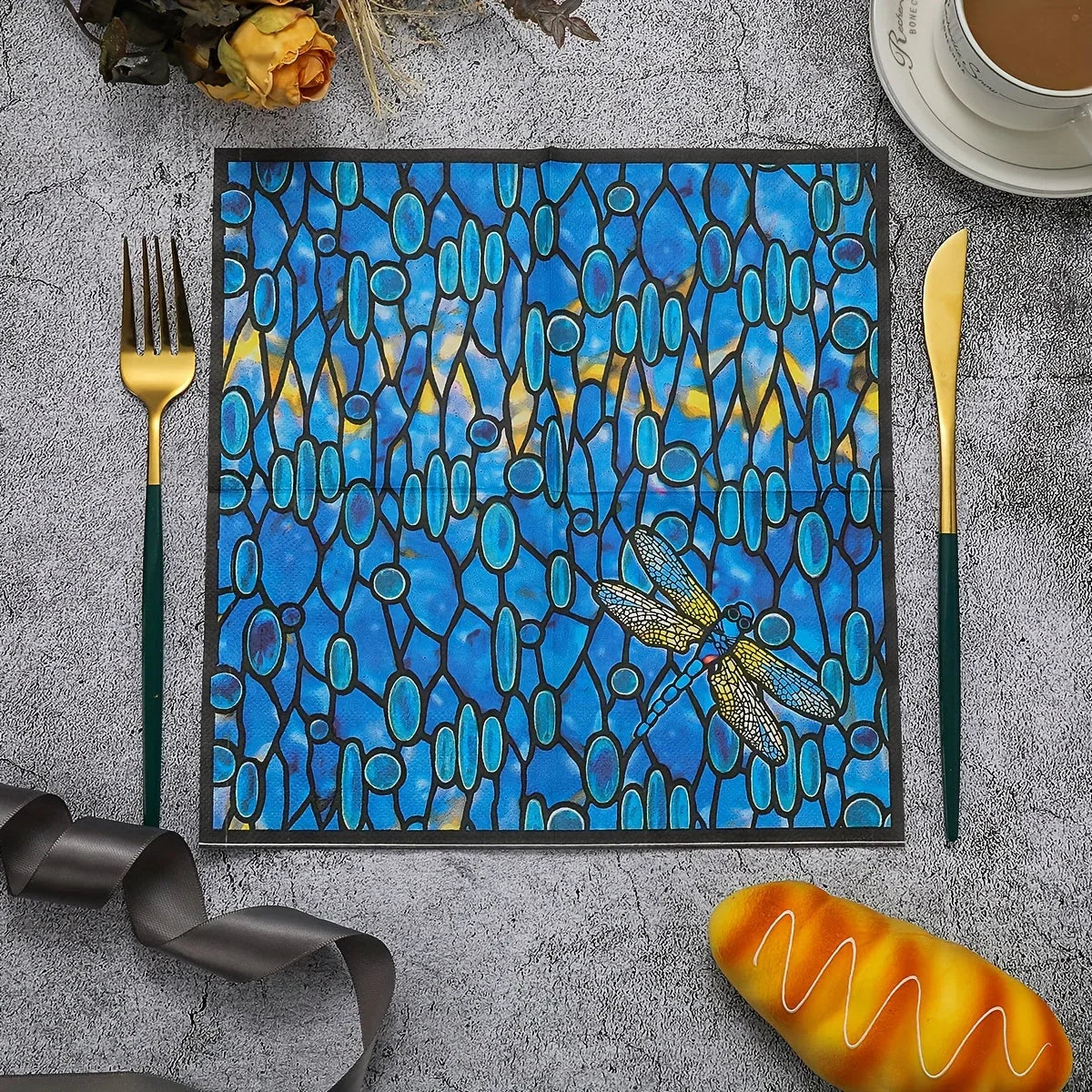 20pc Vintage Dragonfly Napkins - House Of Avana