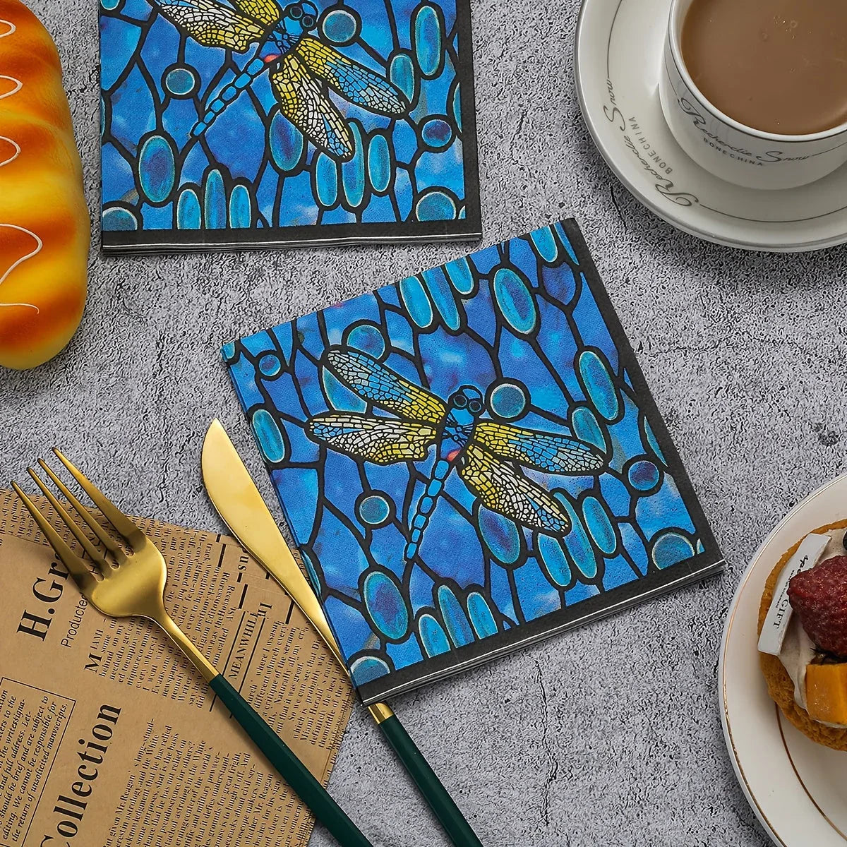 20pc Vintage Dragonfly Napkins - House Of Avana