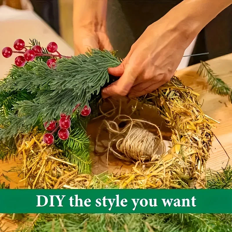 20pcs Realistic Artificial Pine Branches with Red Berries - Green Plastic Christmas Sprigs for DIY Wreaths, Garlands, Table Centerpieces, Winter & Holiday Decor (Vase Not Included) - Fake Pine Needles for Home Decoration, Chr House Of Avana