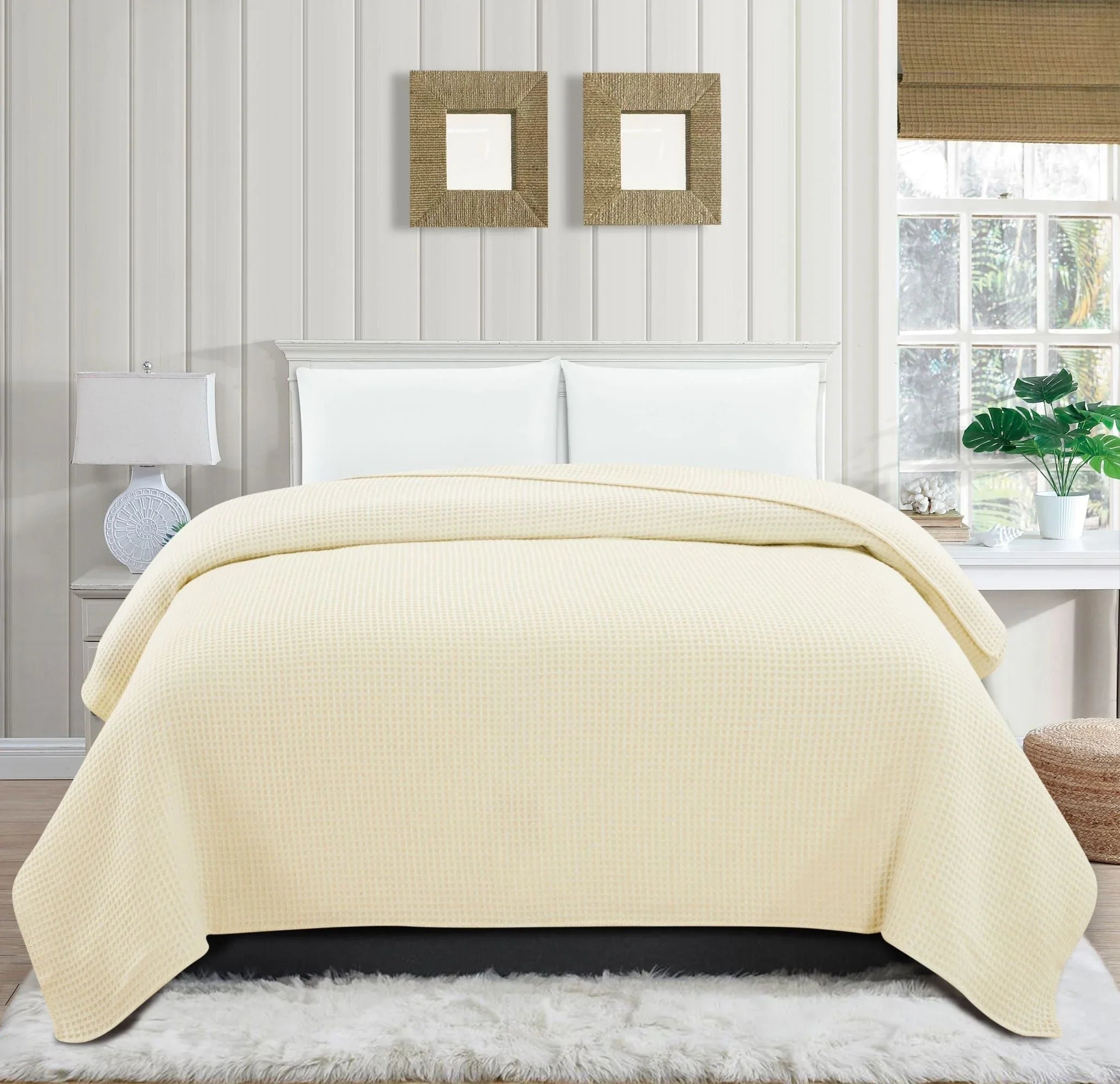 100% Merino Wool Waffle Weave Blanket Mélange Home
