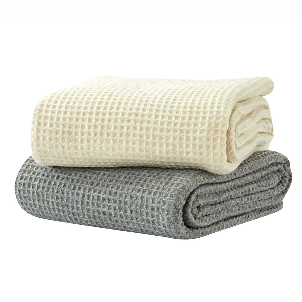 100% Merino Wool Waffle Weave Blanket Mélange Home