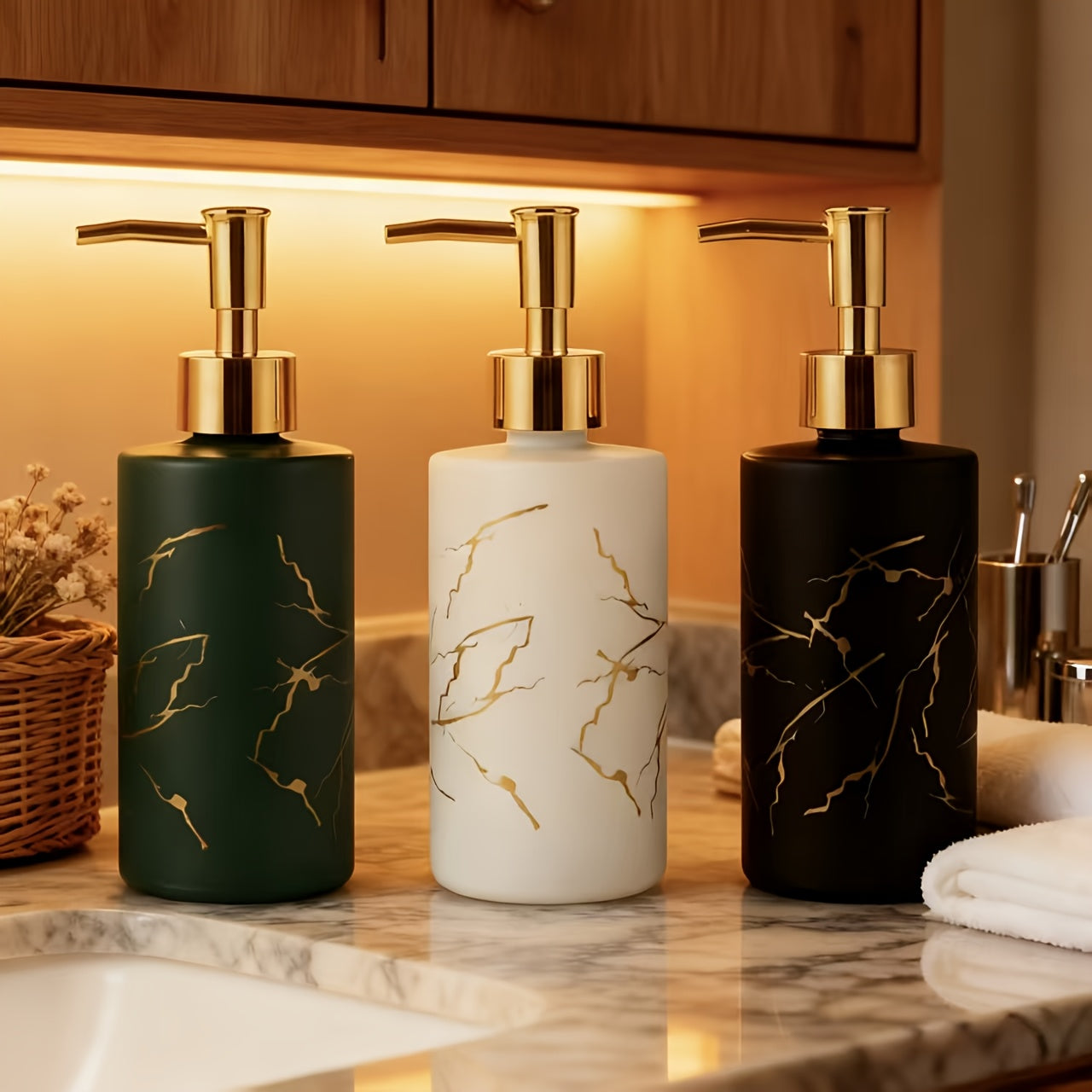 Dispenser - Glass Golden Marble