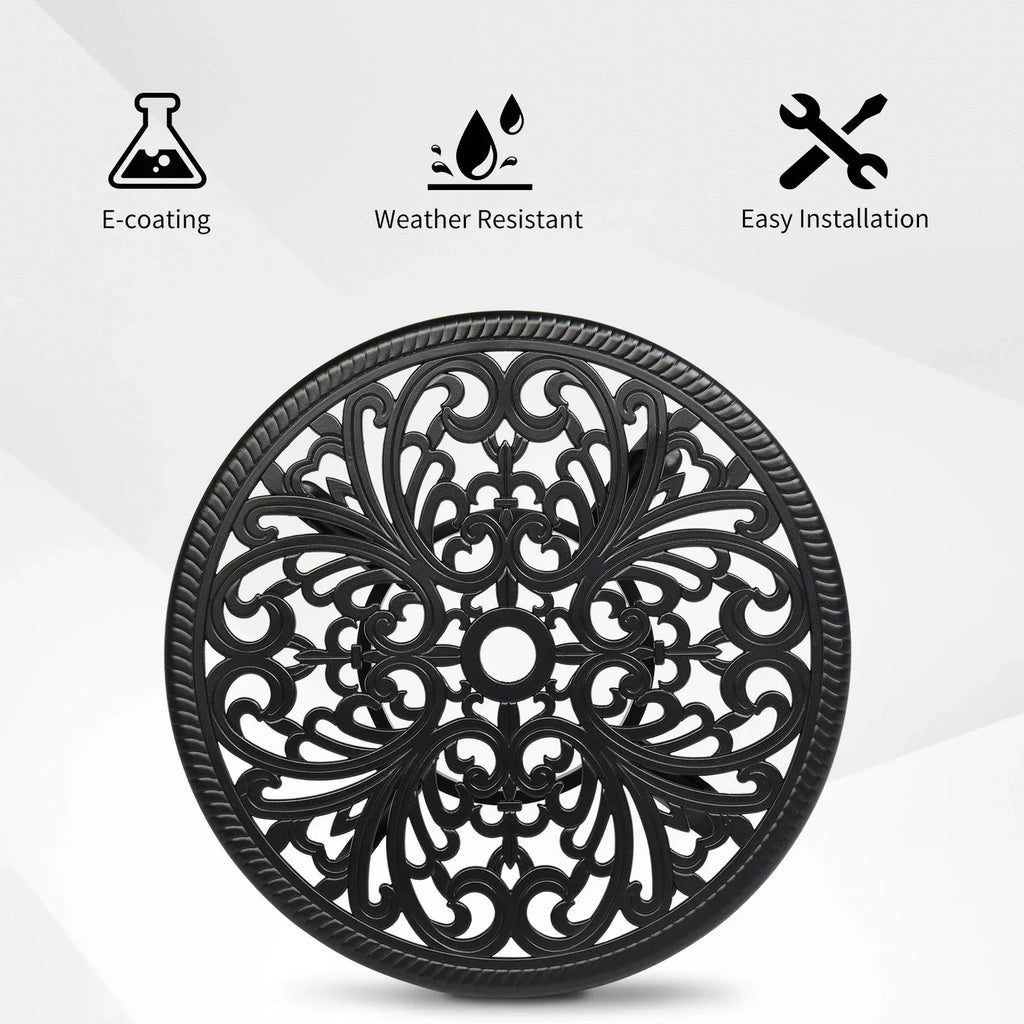 23.6" Round Cast Aluminum Patio Side Table - Antique Black Weather-resistant Outdoor Bistro Table with... - House Of Avana