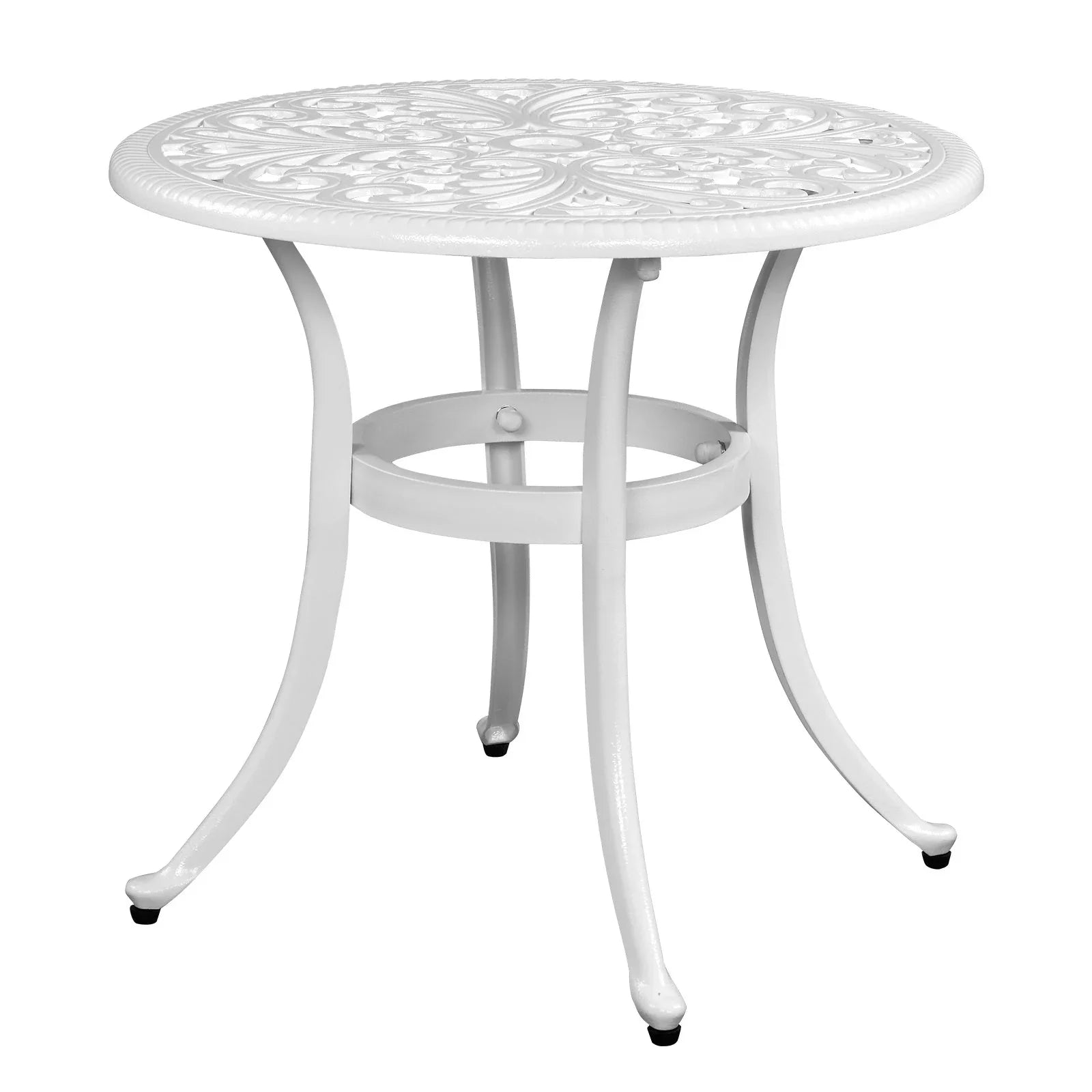 23.6" Round Cast Aluminum Patio Side Table - Antique Black Weather-resistant Outdoor Bistro Table with... - House Of Avana