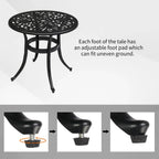 23.6" Round Cast Aluminum Patio Side Table - Antique Black Weather-resistant Outdoor Bistro Table with... - House Of Avana