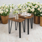 2/3 Set of Modern Triangular Coffee Table Nesting Tables - Space-Saving, Easy Assembly, Solid Wood & Metal Construction, Perfect for Living Room End Tables - Ideal Gift, Coffee Table for Living Room, Contemporary Design, Slee House Of Avana